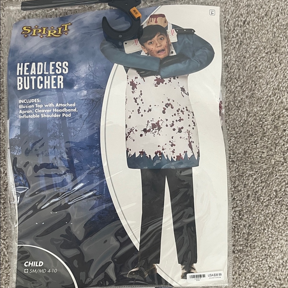 Spirit Headless Butcher Kids Costume - White, Blue, Black, Red